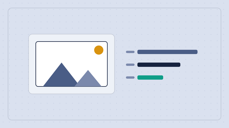 Abstract illustration of an image placeholder beside shrinking file size bars