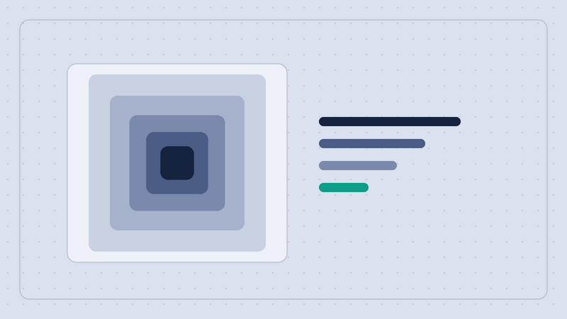 Abstract illustration of nested squares scaling down, representing relative CSS units