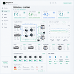 NODE cooling systems page showing chilled water plant flow, chillers, cooling towers and CRAC units